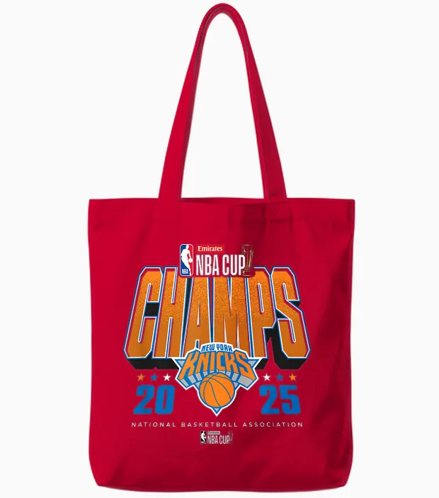 Nba Official Emirates Cup 2025 Champs New York Knicks Tote Bags in Red