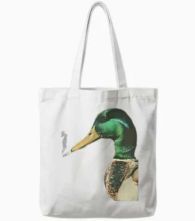 Mallard Smoking Cigarette Meme Funny Mallard Duck Hunting Tote Bags - White