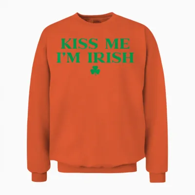 Kiss Me Im Irish Shirt for Men Women, Funny St Patricks Day Unisex Sweatshirt - Orange