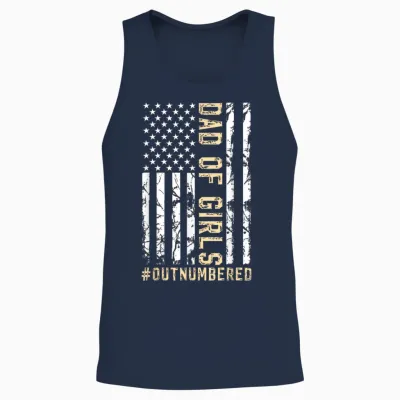 Girl Father's Day Daddy & Dad of Girls Outnumbered Unisex Tank Top - Navy