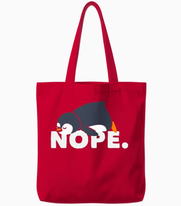 Lazy Penguin Relaxed Nope Gift Tote Bags in Red