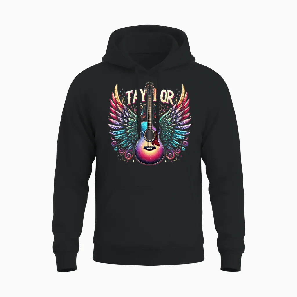 Girl Retro Taylor Custom Name Groovy 80s T-Shirt, Black, S Unisex Hoodie in Black