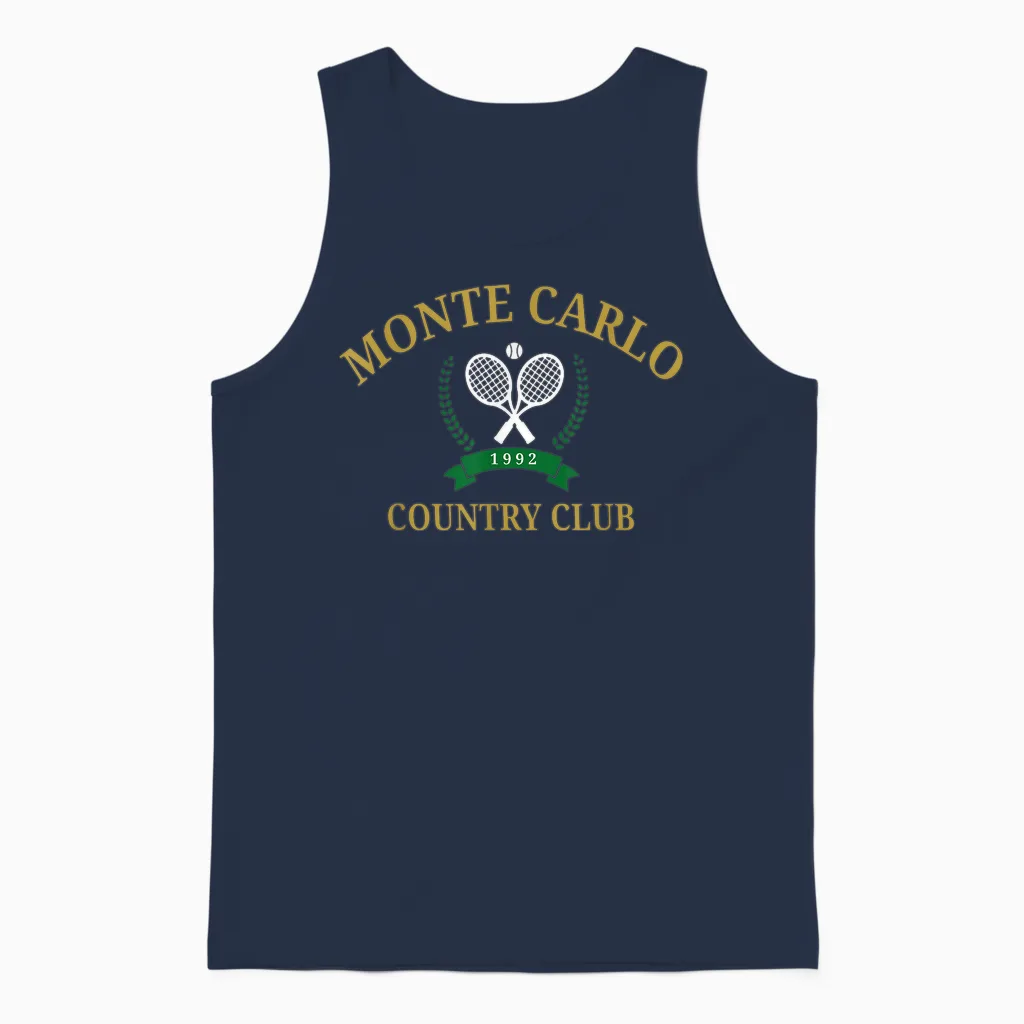 Monte Carlo Country Club Vintage-Tennis-Rundhalsausschnitt, ästhetisch Unisex Tank Top in Navy