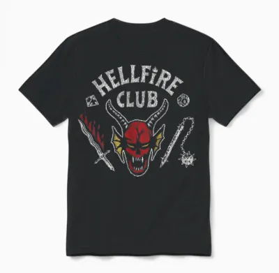Stranger Things 4 Hellfire Club Skull & Weapons Unisex T-Shirt - Black