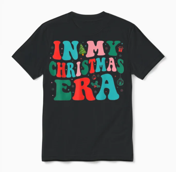 In My Christmas Era Cute Groovy Christmas Holiday Xmas Unisex T-Shirt in Black