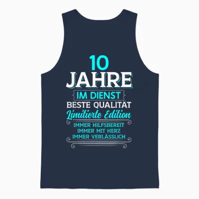 10 Year Service Anniversary Company Anniversary Work Anniversary T-Shirt, Black Unisex Tank Top - Navy