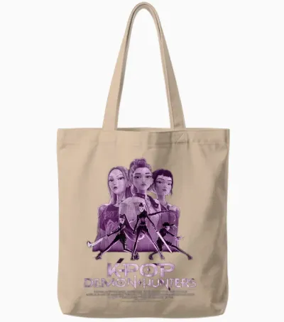Kpop Demon Hunters Huntrix Poster Officially Licensed Tote Bags - Natural