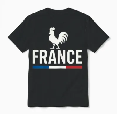 Modern France with White Rooster and French Unisex T-Shirt - Black