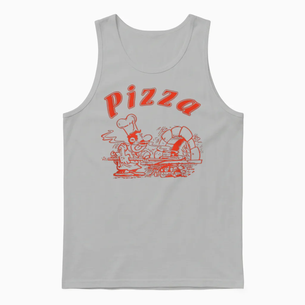 Pizza Logo Retro Italy as on the Box Unisex Tank Top in Ash