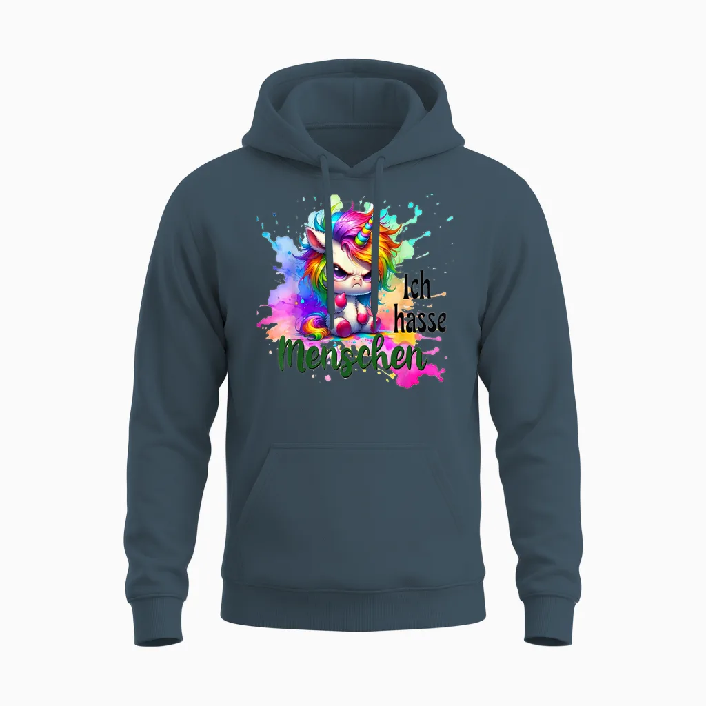 Ich Hasse Menschen Unisex Hoodie in Dark Heather