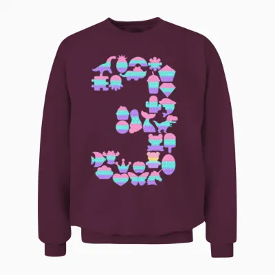 Kids Pop It 3th Year Old 3rd Birthday Fidget Pop Unisex Sweatshirt - Maroon