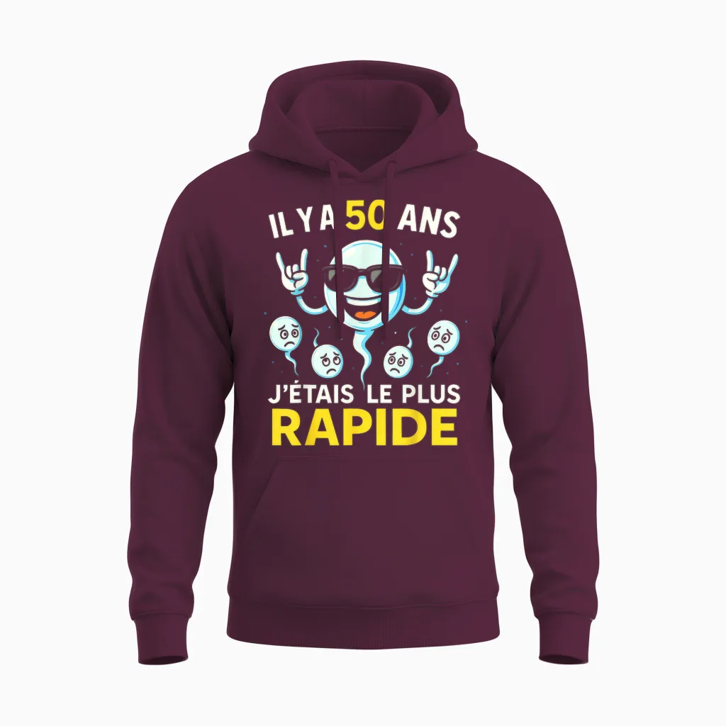 50th Birthday Man Woman 50 Years 1975 Funny Gift T-Shirt, Black, S Unisex Hoodie in Maroon