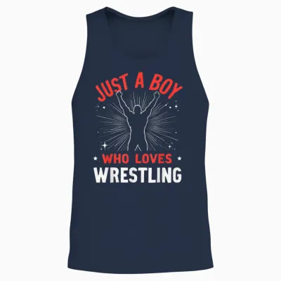 Just a Boy Who Loves Wrestling, Boys & Kids, Wrestler Boy Unisex Tank Top - Navy