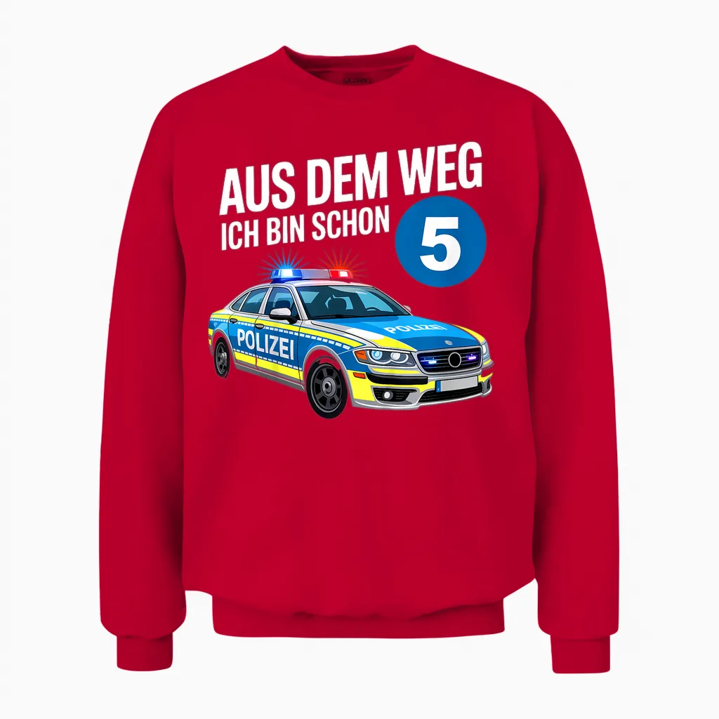 Kinder 5. Geburtstag Polizei 5 Jahre Kinder Junge Ich Bin Schon 5 Unisex Sweatshirt in Red