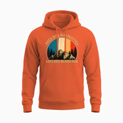 Close to the Marmots Away from the Badger Quote Forest Mountain Unisex Hoodie - Orange