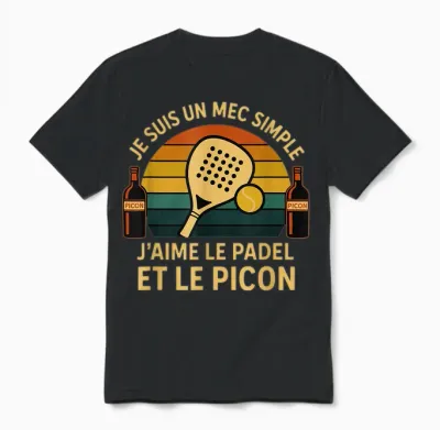 Picon Padel Apéro - Idée Cadeau Pour Padeliste Homme Unisex T-Shirt - Black