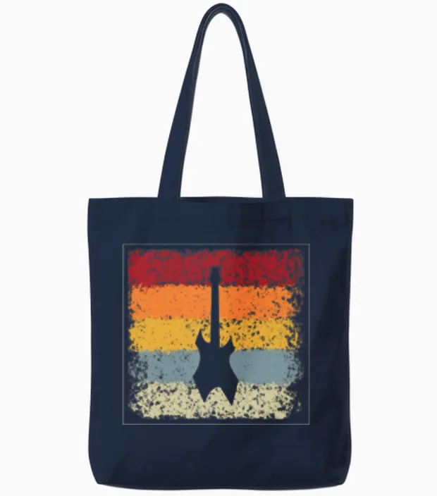 Eguitar Retro Tote Bags in Navy