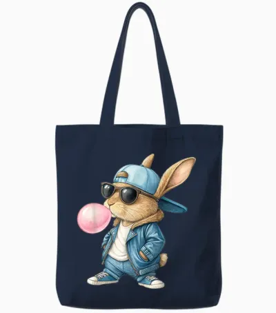 Cooler Hase Osterhase Bunny Kaninchen Kinder Jungen Ostern Tote Bags - Navy