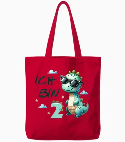 2 Geburtstag Junge Mädchen Geschenke 2 Jahre Alt Cooler Dino Tote Bags - Red