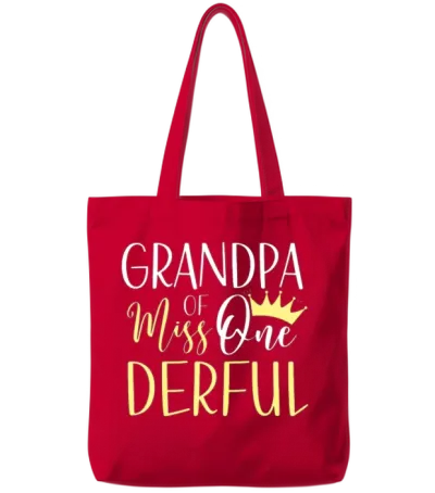 Grandpa of Miss Onederful 1st Birthday First One Tote Bags - Red