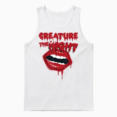 Rocky Horror Show the Creature of the Night Mouth T-Shirt, Black Unisex Tank Top - White