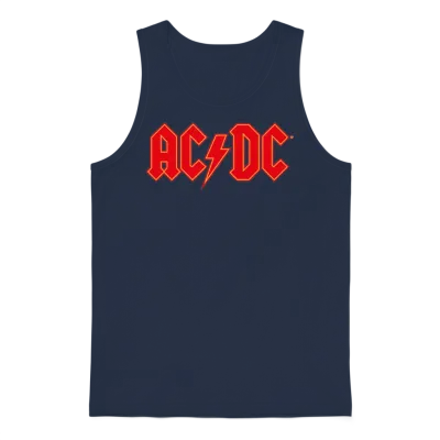 Ac/dc Red Logo with Lightning Bolt Unisex Tank Top - Navy