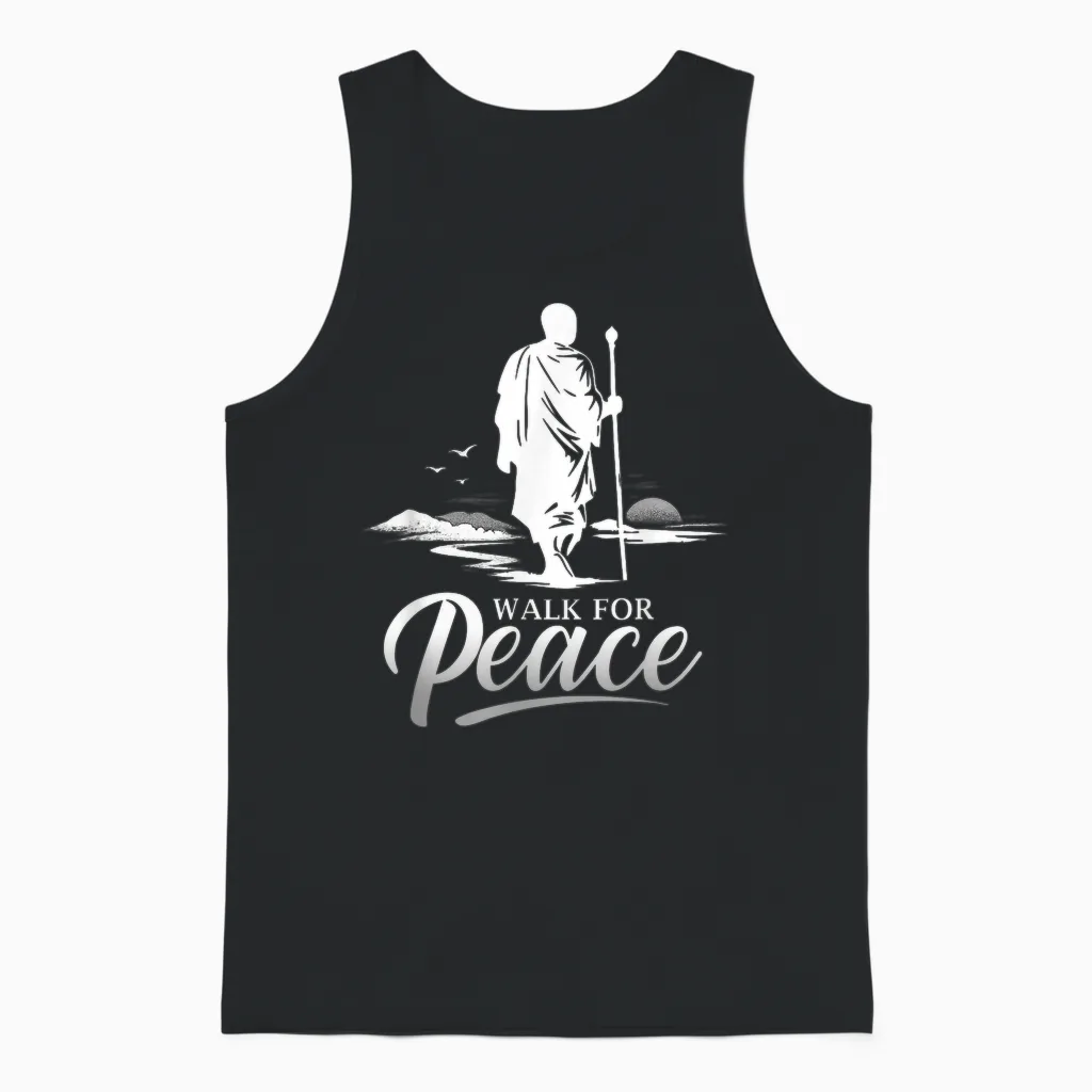 Marche Pour Les Moines De La Paix Avec Aloka Dog Minimalist Zen Art Unisex Tank Top in Black