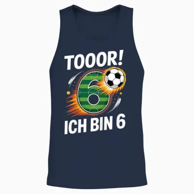 Children's Toor Ich Bin 6 6th Birthday Football Boy Cool Unisex Tank Top - Navy