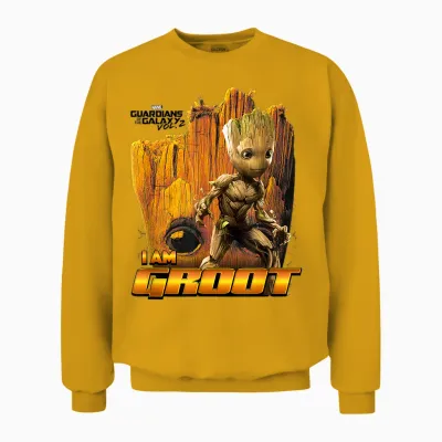 Collage Marvel Guardians of the Galaxy Groot T-Shirt, White, S Unisex Sweatshirt - Gold