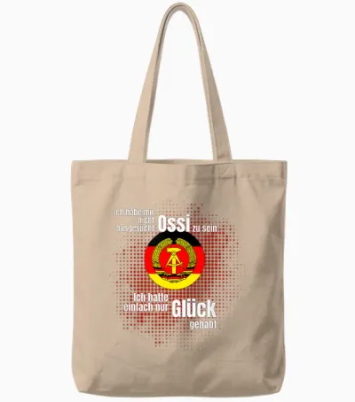 Ossi Ironie Humour East Germany Ddr Proud Happiness T-Shirt, Black Tote Bags - Natural