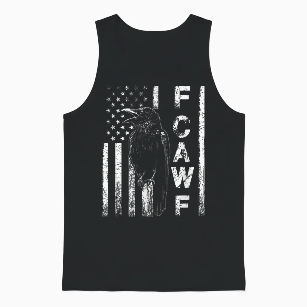 Funny F Caw F Crow with Usa Unisex Tank Top in Black