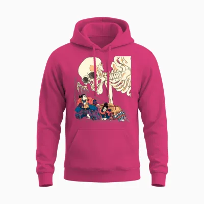 Kuniyoshi Samurai Killing Skeleton Spectre Ukiyo-E Unisex Hoodie - Heliconia