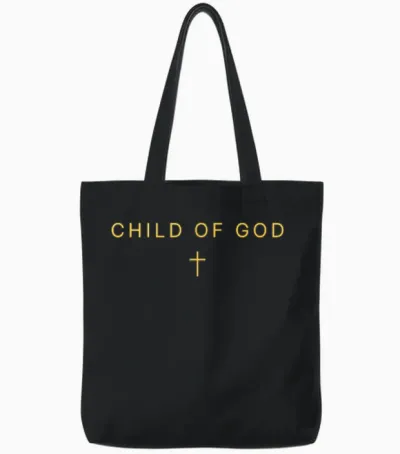 Child of God Shirt Jesus Faith Minimalist Christian Tote Bags - Black