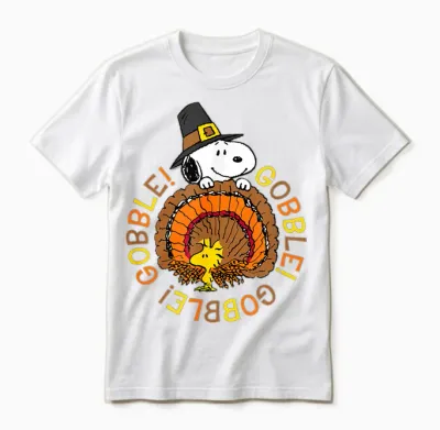 Peanuts Snoopy and Woodstock Thanksgiving Gobble Unisex T-Shirt - White