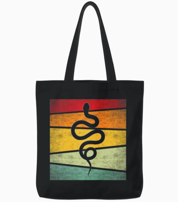Snake Retro Reptiles & Exotics Tote Bags in Black