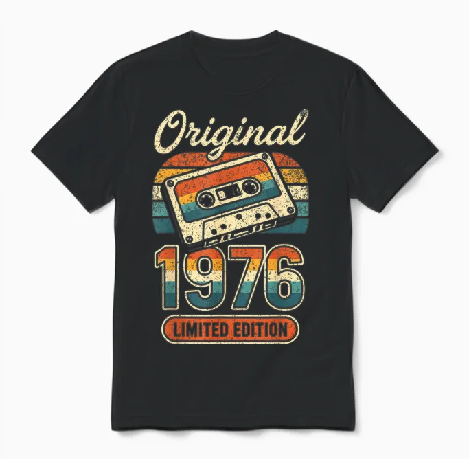 50th Birthday Man Woman 50 Years Decoration 1976 Gift Funny Unisex T-Shirt in Black
