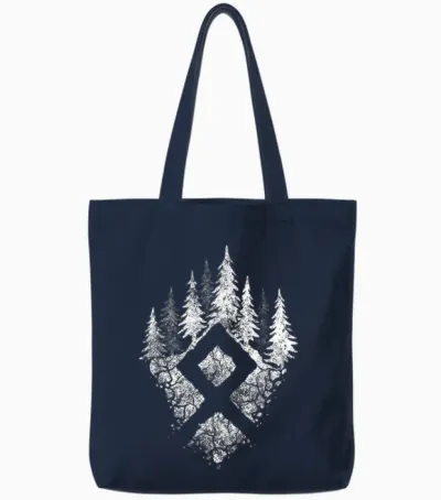 Viking Rune Othala Symbol of Family T-Shirt, Black, S Tote Bags - Navy