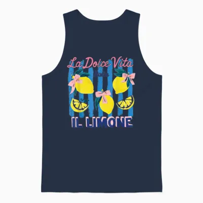 La Dolce Vita Italia Il Limone Vintage Citron été Femme Unisex Tank Top - Navy