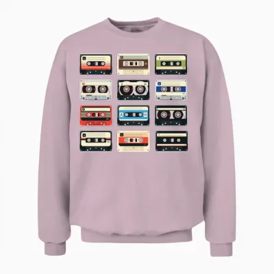 Retro Mixtape Cassettes Unisex Sweatshirt - Light Pink