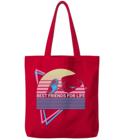 Budgie Parakeet Retro Tote Bags - Red