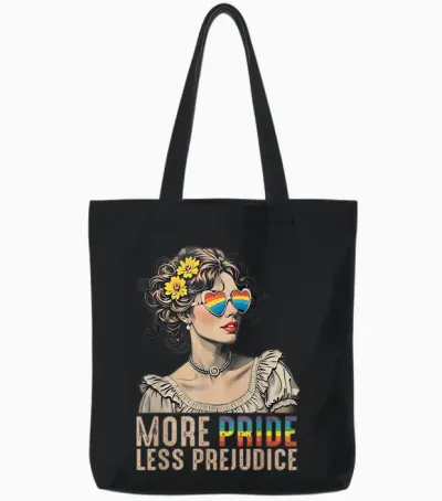Lgbt Equal Rights More Pride Less Prejudice Rainbow Lgbtq Tote Bags - Black