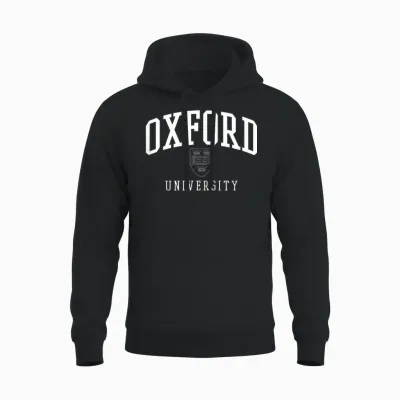 Oxford Logo White T-Shirt, Blue, S Unisex Hoodie - Black