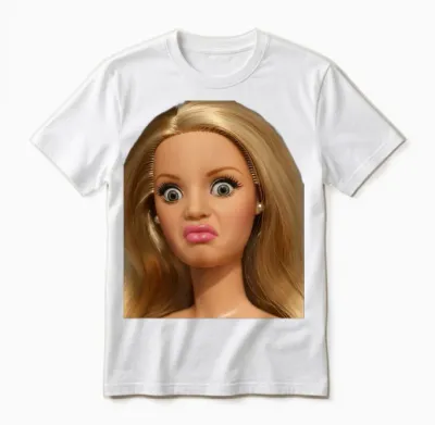 Funny Doll Face Disgusted Meme Unisex T-Shirt - White
