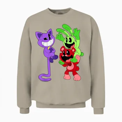 Poppy Playtime Catnap Bobby Bearhug & Hoppy Hopscotch Unisex Sweatshirt - Sand