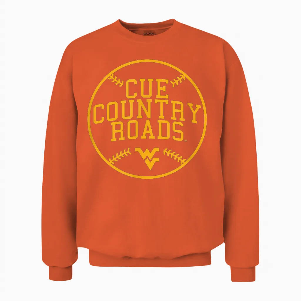 Cue Country Roads - West Virginia Mountaineers Baseball Unisex Sweatshirt in Orange