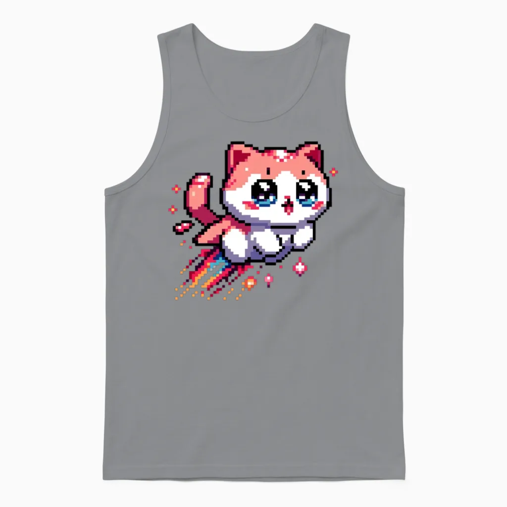8bit Retro Kitten - Cat Lovers Unisex Tank Top - Sport Grey