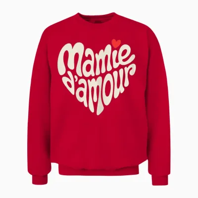 Mamie D'amour Forme De Coeur Cadeau Fête Des Grands Mères Unisex Sweatshirt - Red