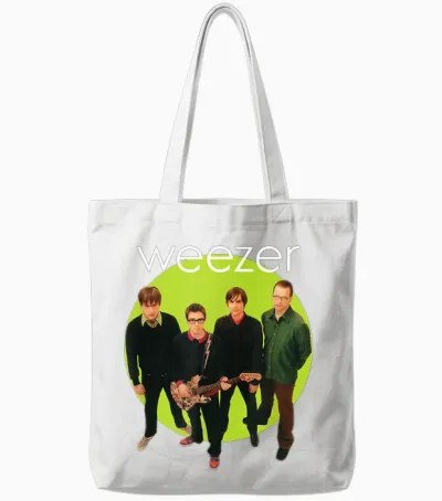 Weezer - Green Album Circle T-Shirt Small Tote Bags - White