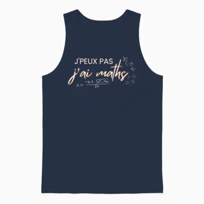 J'peux Pas J'ai Maths, Humor Math Teacher T-Shirt, Black, S Unisex Tank Top - Navy