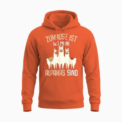 Zuhause Ist Wo Meine Alpacas Sind Women's Children's Alpaca Llama T-Shirt, Black, S Unisex Hoodie - Orange